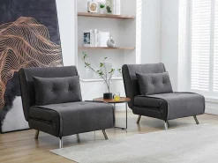 Slaapfauteuil Van Antracietgrijze Stof Uribia-Vente-unique Clearance