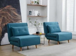 Slaapfauteuil Van Blauwe Stof Uribia-Vente-unique Online