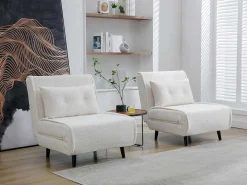 Slaapfauteuil Van Ivoorwitte Bouclestof Uribia-Vente-unique Online