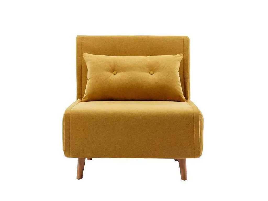 Slaapfauteuil Van Mosterdgele Stof Uribia-Vente-unique