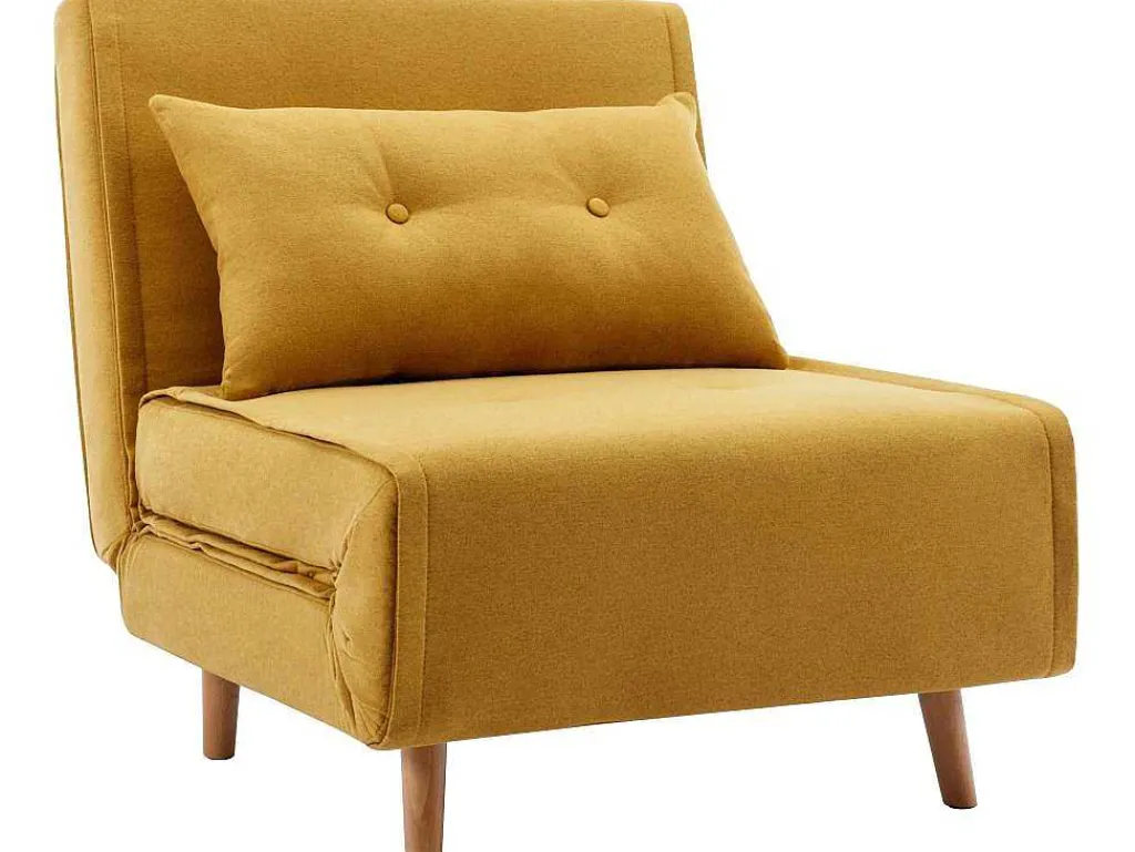 Slaapfauteuil Van Mosterdgele Stof Uribia-Vente-unique