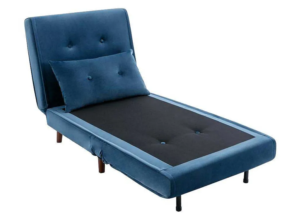 Slaapfauteuil Van Nachtblauw Velours Uribia-Vente-unique Clearance
