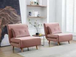 Slaapfauteuil Van Poederroze Velours Uribia-Vente-unique Hot