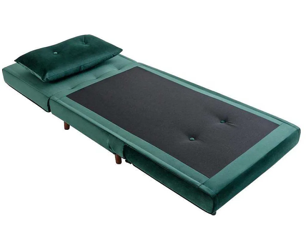 Slaapfauteuil Van Spargroen Velours Uribia-Vente-unique Outlet