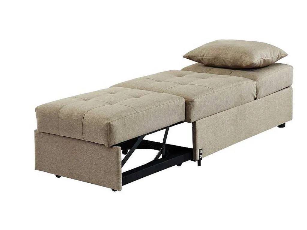 Slaapfauteuil Van Stof Lesna - Beige-Vente-unique Clearance