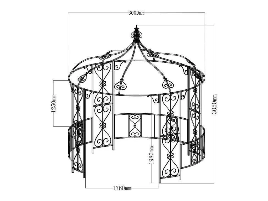 Smeedijzeren Tuinkiosk Van Metaal Tilcara - D300 X H290 Cm - Zwart-EXPERTLAND New