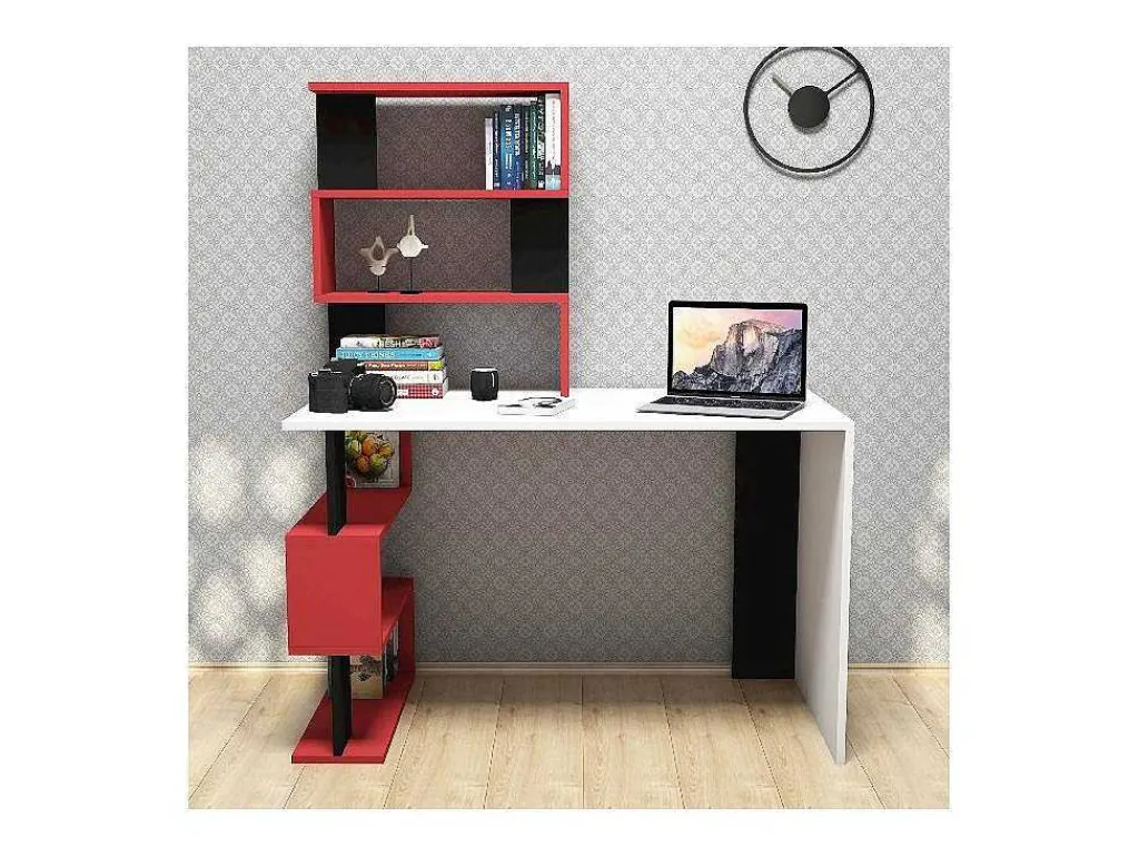 Snap Bureau, Wit, Rood, Zwart, 120X60X148,2 Cm,-EPIKASA Discount