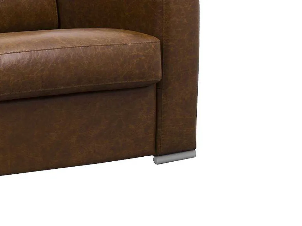 Snel Omgebouwde Slaapbank Met 3 Zitplaatsen In 100% Vintage Karamel Buffelleer En Een Matras Van 18 Cm Delectea Ii-LINEA SOFA New