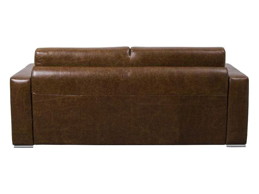 Snel Omgebouwde Slaapbank Met 3 Zitplaatsen In 100% Vintage Karamel Buffelleer En Een Matras Van 18 Cm Delectea Ii-LINEA SOFA New