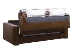 Snel Omgebouwde Slaapbank Met 3 Zitplaatsen In 100% Vintage Karamel Buffelleer En Een Matras Van 18 Cm Delectea Ii-LINEA SOFA New
