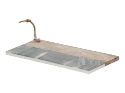 Snijplank Van 2 Materialen - Steen En Mangohout - L38 X D18 - Groen En Naturel - Utena-OZAIA