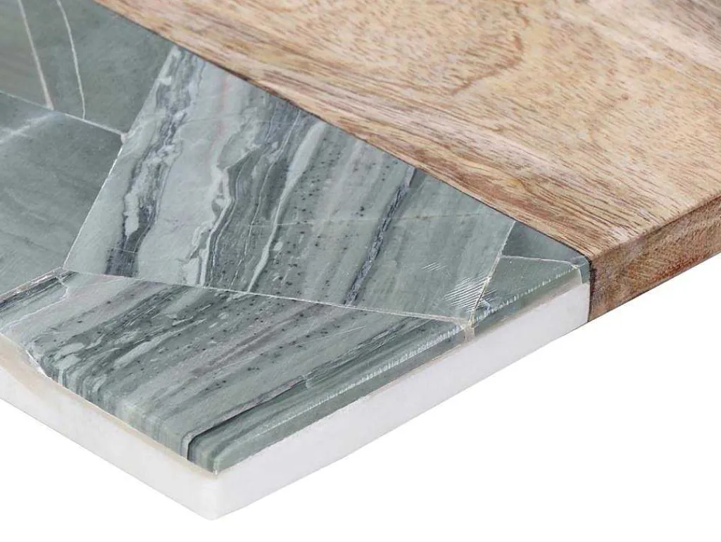Snijplank Van 2 Materialen - Steen En Mangohout - L38 X D18 - Groen En Naturel - Utena-OZAIA