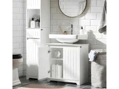Badkamer Onder Aanrecht, Onder Aanrecht, Onder Wastafel, Aanrecht, Gootsteen Afdekking Met 2 Deuren, 60X30X60 Cm, Wit, Bzr108-Ii-W-Sobuy Hot