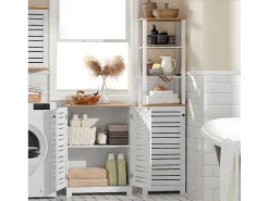 Bzr41-W Lage Kast Opbergkast Keukenkast, Badkamerkast Met 2 Louvredeuren-Sobuy Online