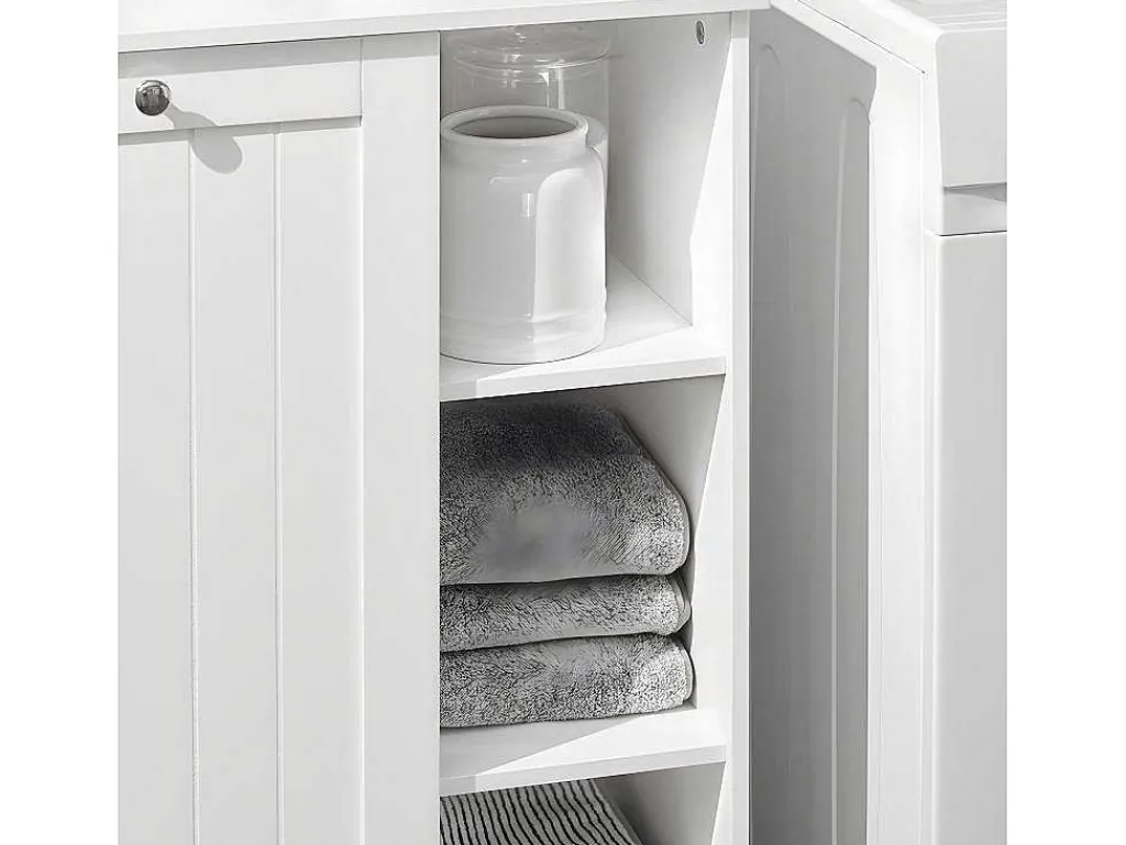 Bzr105-W Waszak Waskast Met 3 Planken En 1 Uitneembare Wasmand-Sobuy New