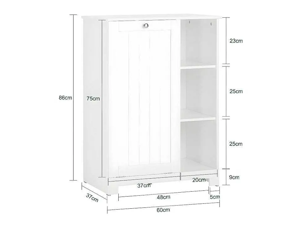 Bzr105-W Waszak Waskast Met 3 Planken En 1 Uitneembare Wasmand-Sobuy New