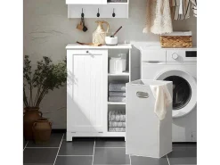 Bzr105-W Waszak Waskast Met 3 Planken En 1 Uitneembare Wasmand-Sobuy New