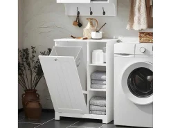 Bzr105-W Waszak Waskast Met 3 Planken En 1 Uitneembare Wasmand-Sobuy New