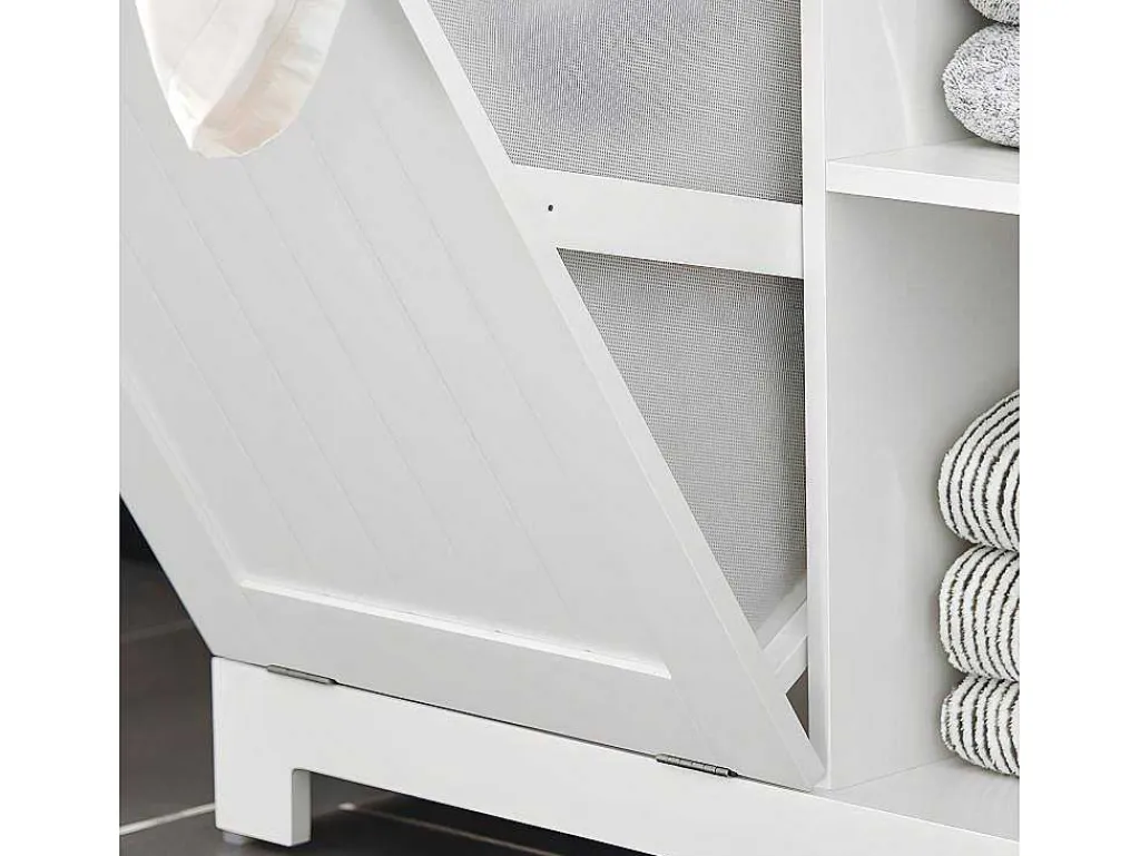Bzr105-W Waszak Waskast Met 3 Planken En 1 Uitneembare Wasmand-Sobuy New