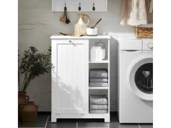 Bzr105-W Waszak Waskast Met 3 Planken En 1 Uitneembare Wasmand-Sobuy New