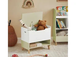 Houten Kinderspeelgoedkist, Speelgoedkist Met Klapdeksel, Speelgoedorganizer Voor Kinderkamer Met 1 Open Vak 60 X 34 X 57 Cm, Kmb91-Gr-Sobuy New