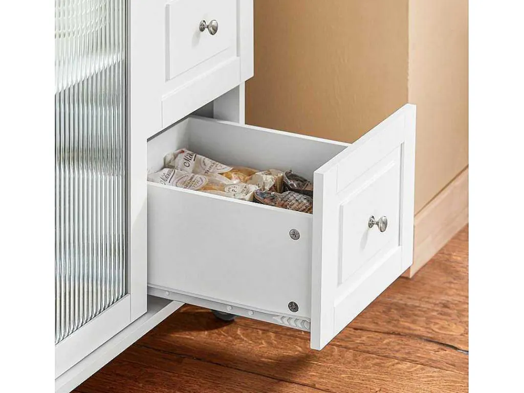 Keukentrolley Op Wielen Keukeneiland Serveerwagen Buffetkast Keukenkast Met 3 Laden, 2 Deuren, Kruidenrek En Handdoekenrek, 128X46X92 Cm, Fkw120-Wn-Sobuy Online