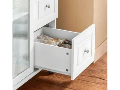 Keukentrolley Op Wielen Keukeneiland Serveerwagen Buffetkast Keukenkast Met 3 Laden, 2 Deuren, Kruidenrek En Handdoekenrek, 128X46X92 Cm, Fkw120-Wn-Sobuy Online