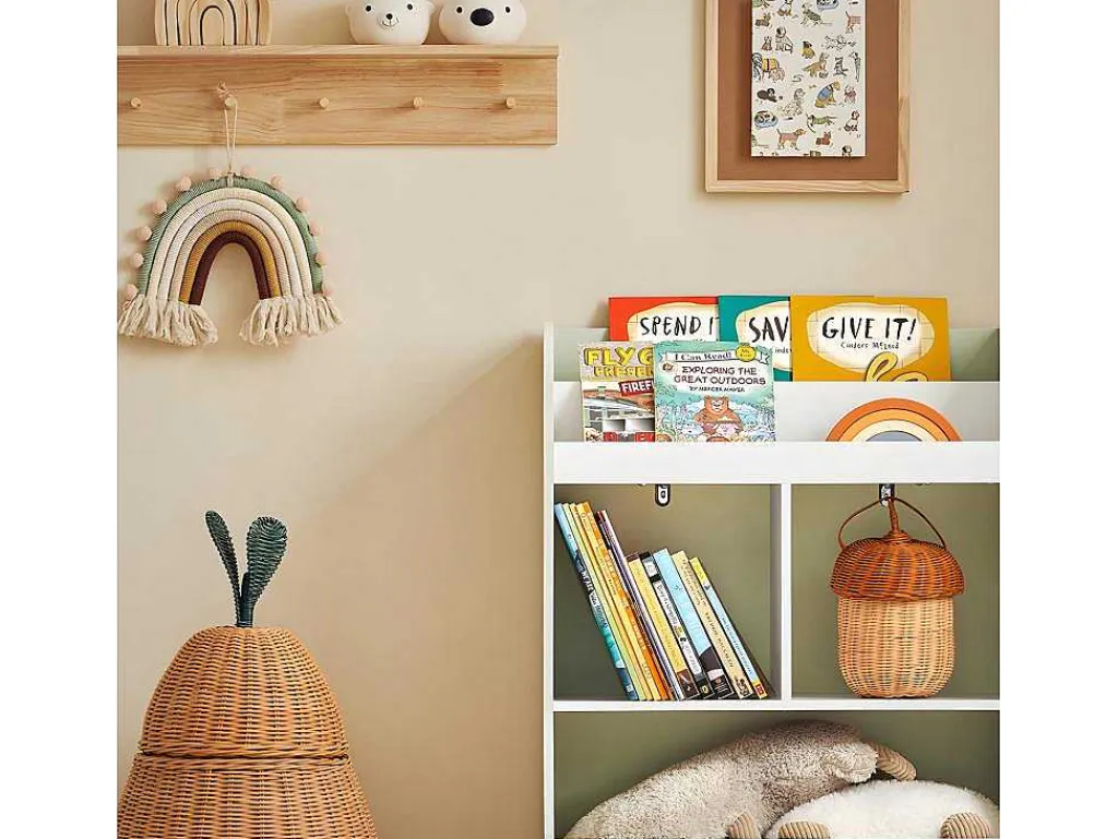 Kinderspeelgoedopbergplank, Boekenplank, Opbergeenheid Voor Kinderkamer, Boekenkast Met 2 Planken En 3 Open Vakken, 60 X 36 X 89 Cm, Kmb90-Gr-Sobuy Best