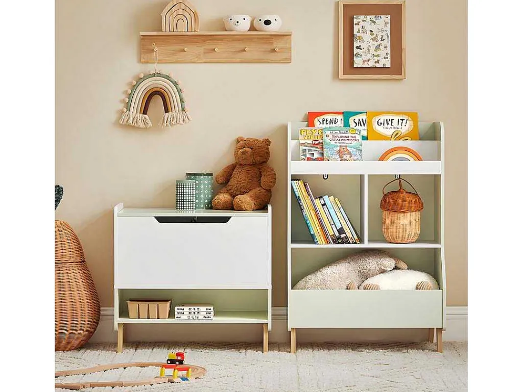 Kinderspeelgoedopbergplank, Boekenplank, Opbergeenheid Voor Kinderkamer, Boekenkast Met 2 Planken En 3 Open Vakken, 60 X 36 X 89 Cm, Kmb90-Gr-Sobuy Best
