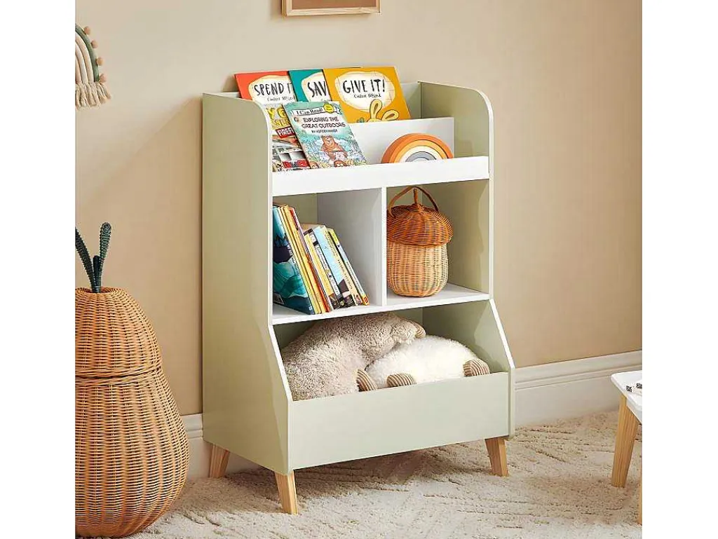 Kinderspeelgoedopbergplank, Boekenplank, Opbergeenheid Voor Kinderkamer, Boekenkast Met 2 Planken En 3 Open Vakken, 60 X 36 X 89 Cm, Kmb90-Gr-Sobuy Best