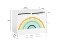 Kmb70-W Speelgoedkist Voor Kinderen, Speelgoed Opbergdoos, Opbergkist Met Scharnierend Deksel, Regenboogdesign, Kinderboekenplank-Sobuy Hot