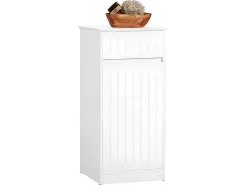 Linnenkast, Wasmand, Badkameronderkast, Toiletkast, Opbergmeubel Met 1 Lade En 1 Uitneembare Wasmand, Wit, 40X39X86Cm, Bzr110-W-Sobuy Sale