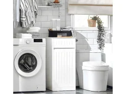 Linnenkast, Wasmand, Badkameronderkast, Toiletkast, Opbergmeubel Met 1 Lade En 1 Uitneembare Wasmand, Wit, 40X39X86Cm, Bzr110-W-Sobuy Sale