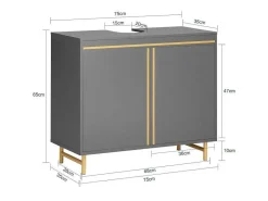 Onderbouwkast, Onderbouwkast Met 2 Deuren En 2 Planken, Vrijstaand Badkamermeubel, Badkameropbergkast, Grijs, L75 X D35 X H65 Cm, Bzr129-Hg-Sobuy