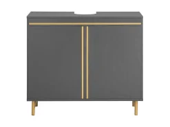 Onderbouwkast, Onderbouwkast Met 2 Deuren En 2 Planken, Vrijstaand Badkamermeubel, Badkameropbergkast, Grijs, L75 X D35 X H65 Cm, Bzr129-Hg-Sobuy
