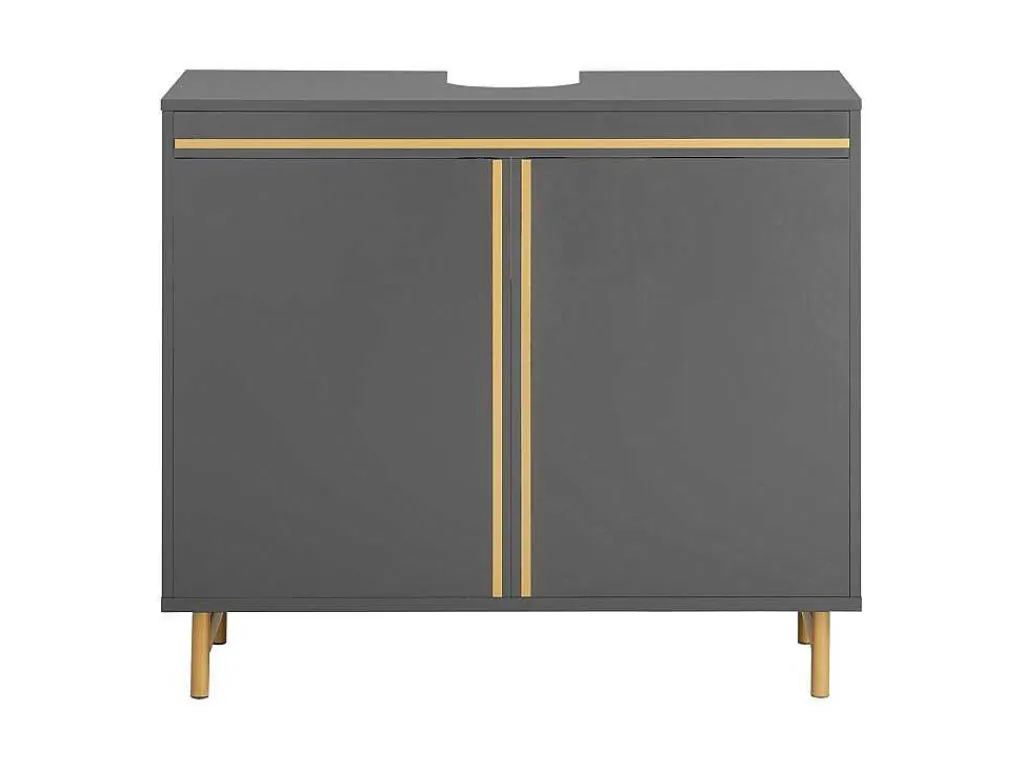 Onderbouwkast, Onderbouwkast Met 2 Deuren En 2 Planken, Vrijstaand Badkamermeubel, Badkameropbergkast, Grijs, L75 X D35 X H65 Cm, Bzr129-Hg-Sobuy