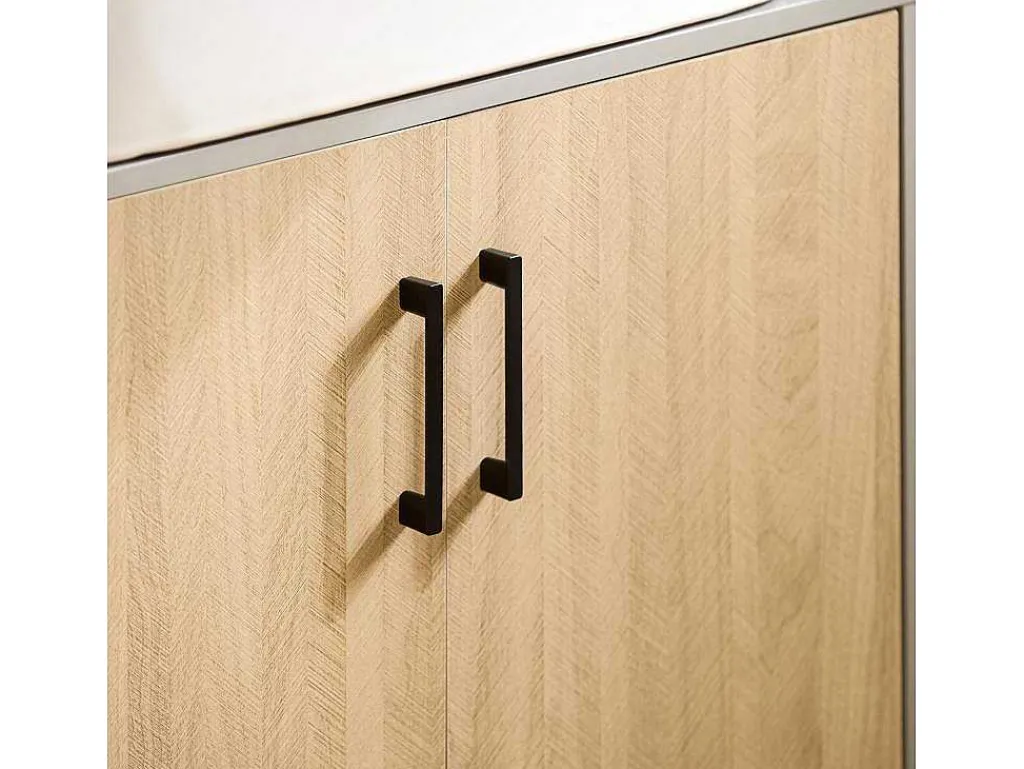 Ondergootsteen, Ondergootsteen, Badkamermeubel Met 2 Deuren En 2 Planken, Badkameropbergkast, L60 X D30 X H60 Cm, Grijs En Hout, Bzr133-Ng-Sobuy Best