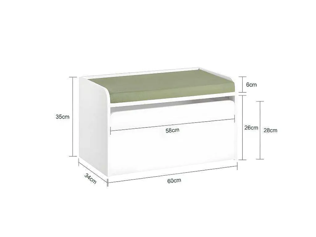 Speelgoedkist Voor Kinderen, 2-In-1 Opbergdoos Met 1 Lade Op Wielen En Gevoerde Zitkussen, Wit, 60X34X35 Cm, Kmb80-W-Sobuy Sale