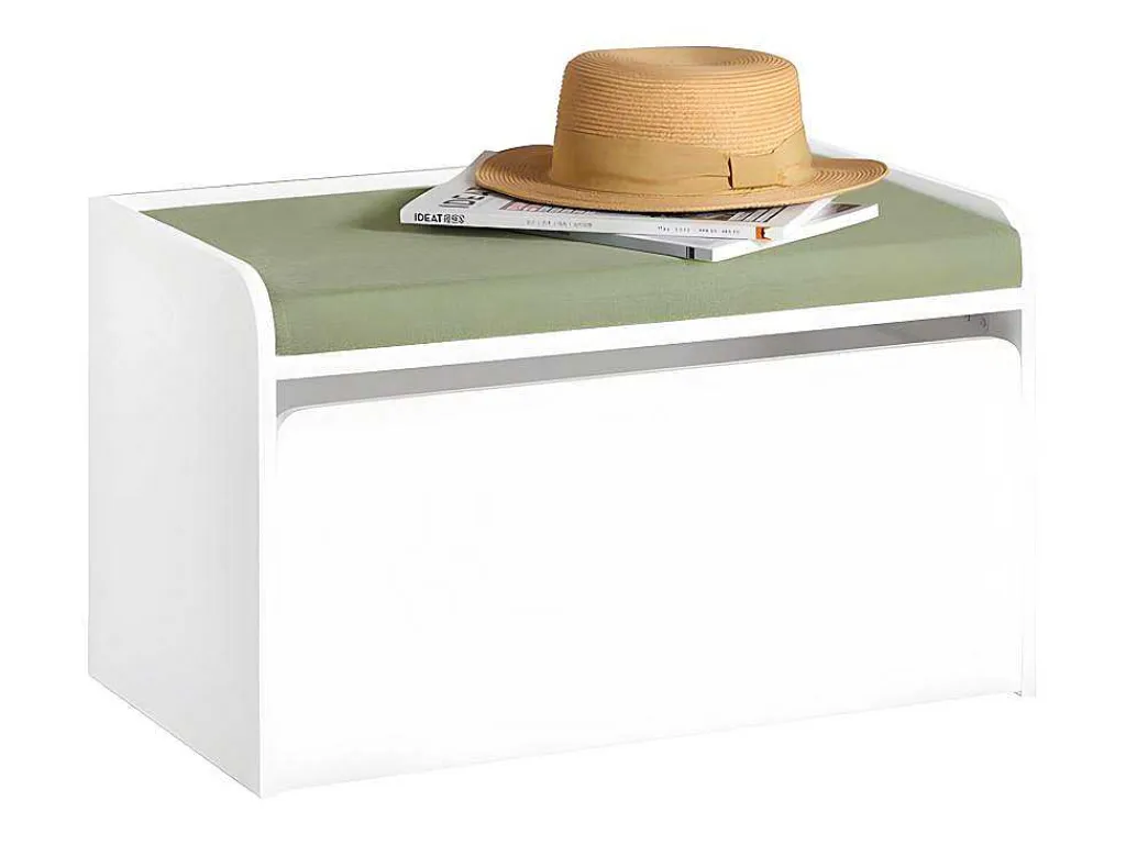 Speelgoedkist Voor Kinderen, 2-In-1 Opbergdoos Met 1 Lade Op Wielen En Gevoerde Zitkussen, Wit, 60X34X35 Cm, Kmb80-W-Sobuy Sale