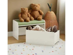 Speelgoedkist Voor Kinderen, 2-In-1 Opbergdoos Met 1 Lade Op Wielen En Gevoerde Zitkussen, Wit, 60X34X35 Cm, Kmb80-W-Sobuy Sale