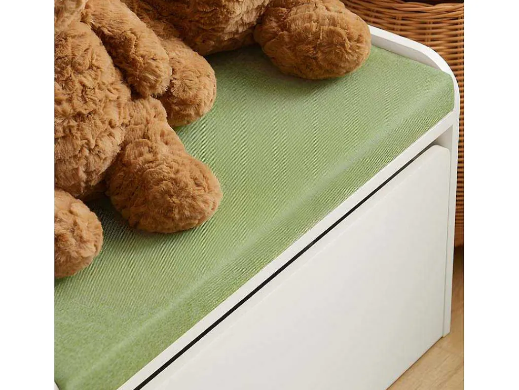 Speelgoedkist Voor Kinderen, 2-In-1 Opbergdoos Met 1 Lade Op Wielen En Gevoerde Zitkussen, Wit, 60X34X35 Cm, Kmb80-W-Sobuy Sale