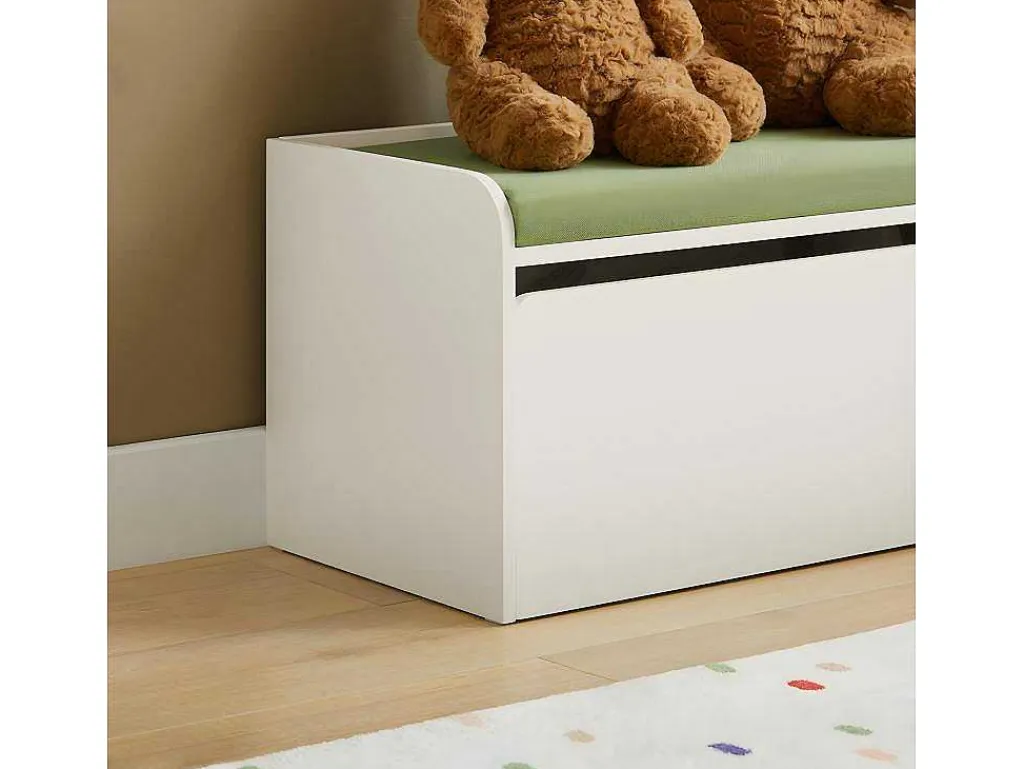 Speelgoedkist Voor Kinderen, 2-In-1 Opbergdoos Met 1 Lade Op Wielen En Gevoerde Zitkussen, Wit, 60X34X35 Cm, Kmb80-W-Sobuy Sale