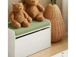 Speelgoedkist Voor Kinderen, 2-In-1 Opbergdoos Met 1 Lade Op Wielen En Gevoerde Zitkussen, Wit, 60X34X35 Cm, Kmb80-W-Sobuy Sale
