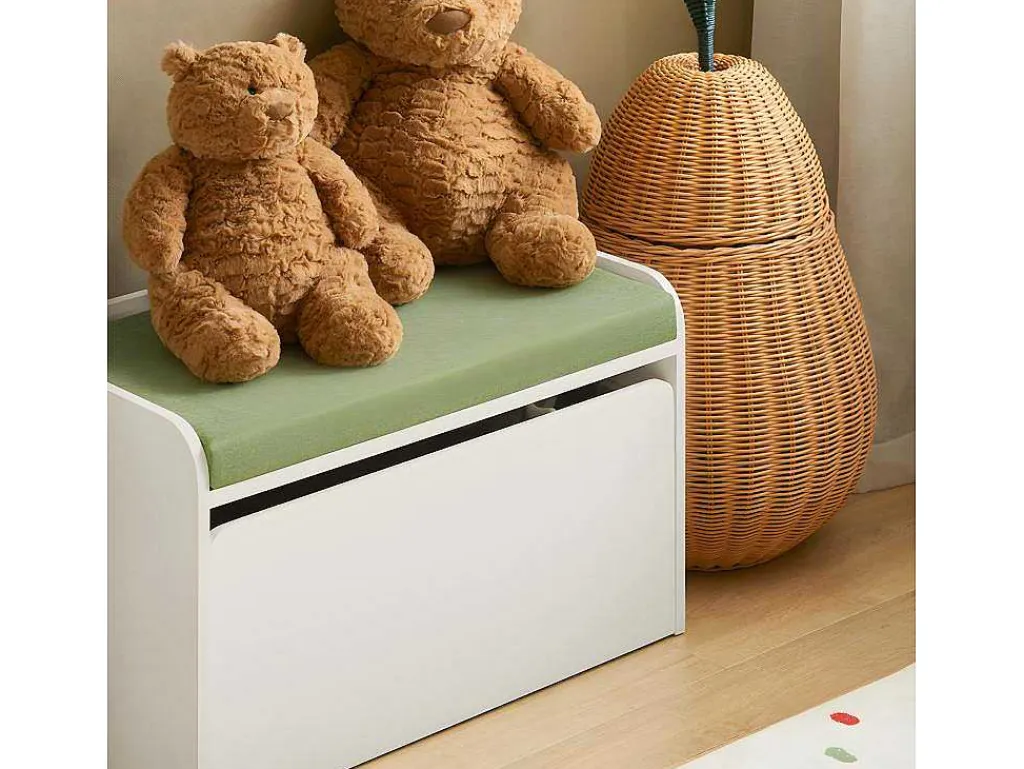 Speelgoedkist Voor Kinderen, 2-In-1 Opbergdoos Met 1 Lade Op Wielen En Gevoerde Zitkussen, Wit, 60X34X35 Cm, Kmb80-W-Sobuy Sale