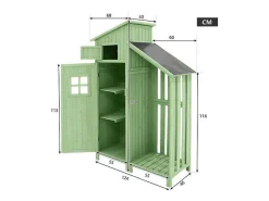 Sparrenhouten Tuinhuis - Gereedschapsschuur Met 2 Geintegreerde Planken - H 173 Cm - Waterdicht Pvc Dak - Groen-ModernLuxe Discount