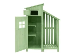 Sparrenhouten Tuinhuis - Gereedschapsschuur Met 2 Geintegreerde Planken - H 173 Cm - Waterdicht Pvc Dak - Groen-ModernLuxe Discount