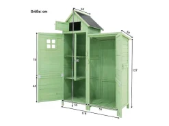 Sparrenhouten Tuinhuis - Gereedschapsschuur Met 2 Geintegreerde Planken - H 173 Cm - Waterdicht Pvc Dak - Groen-ModernLuxe
