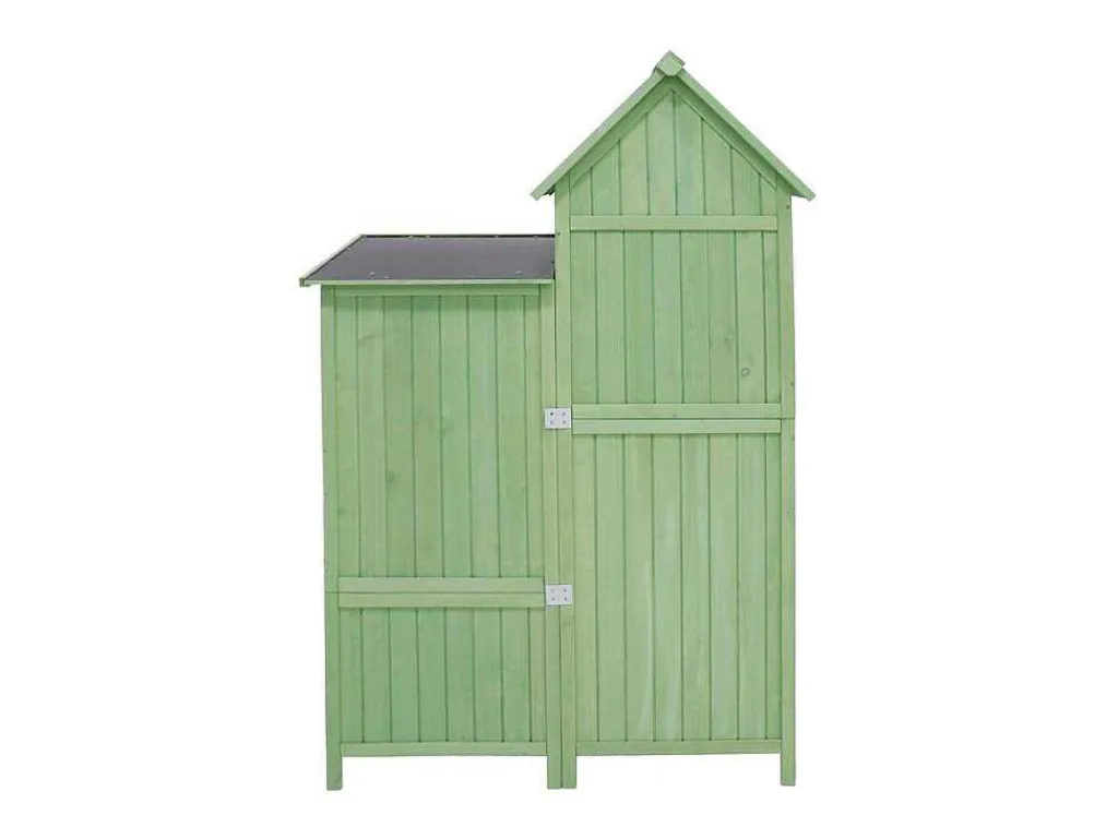 Sparrenhouten Tuinhuis - Gereedschapsschuur Met 2 Geintegreerde Planken - H 173 Cm - Waterdicht Pvc Dak - Groen-ModernLuxe