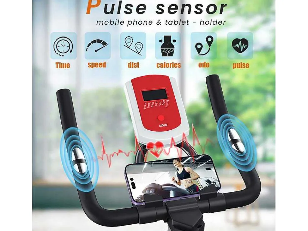 Spin Bike Met Verstelbare Zitting En Stuur, Hometrainer Met Verstelbare Weerstand En Lcd Display-Vente-unique