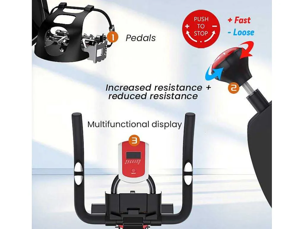 Spin Bike Met Verstelbare Zitting En Stuur, Hometrainer Met Verstelbare Weerstand En Lcd Display-Vente-unique